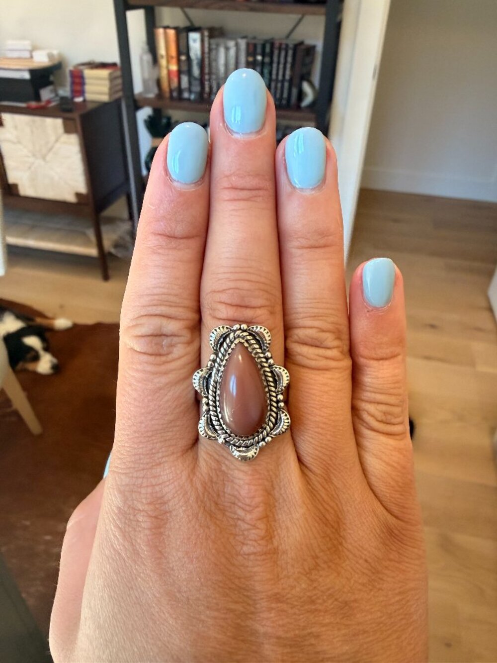 Genuine Chocolate Moonstone and Sterling Silver Ring